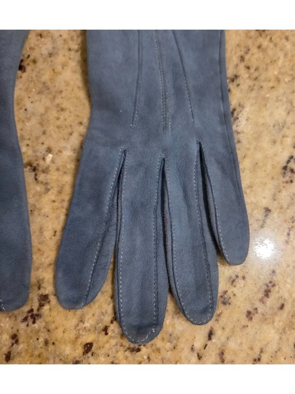 Vintage Womens Size S 6.5 Light Blue Suede Formal Gloves 10